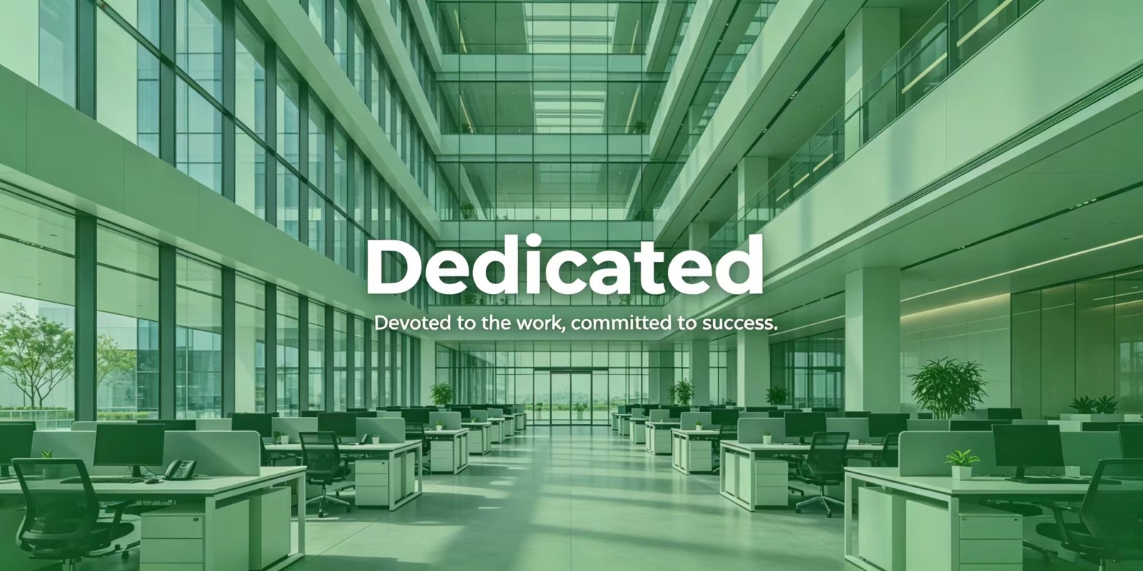 Dedicated — Devoted to the work, committed to success