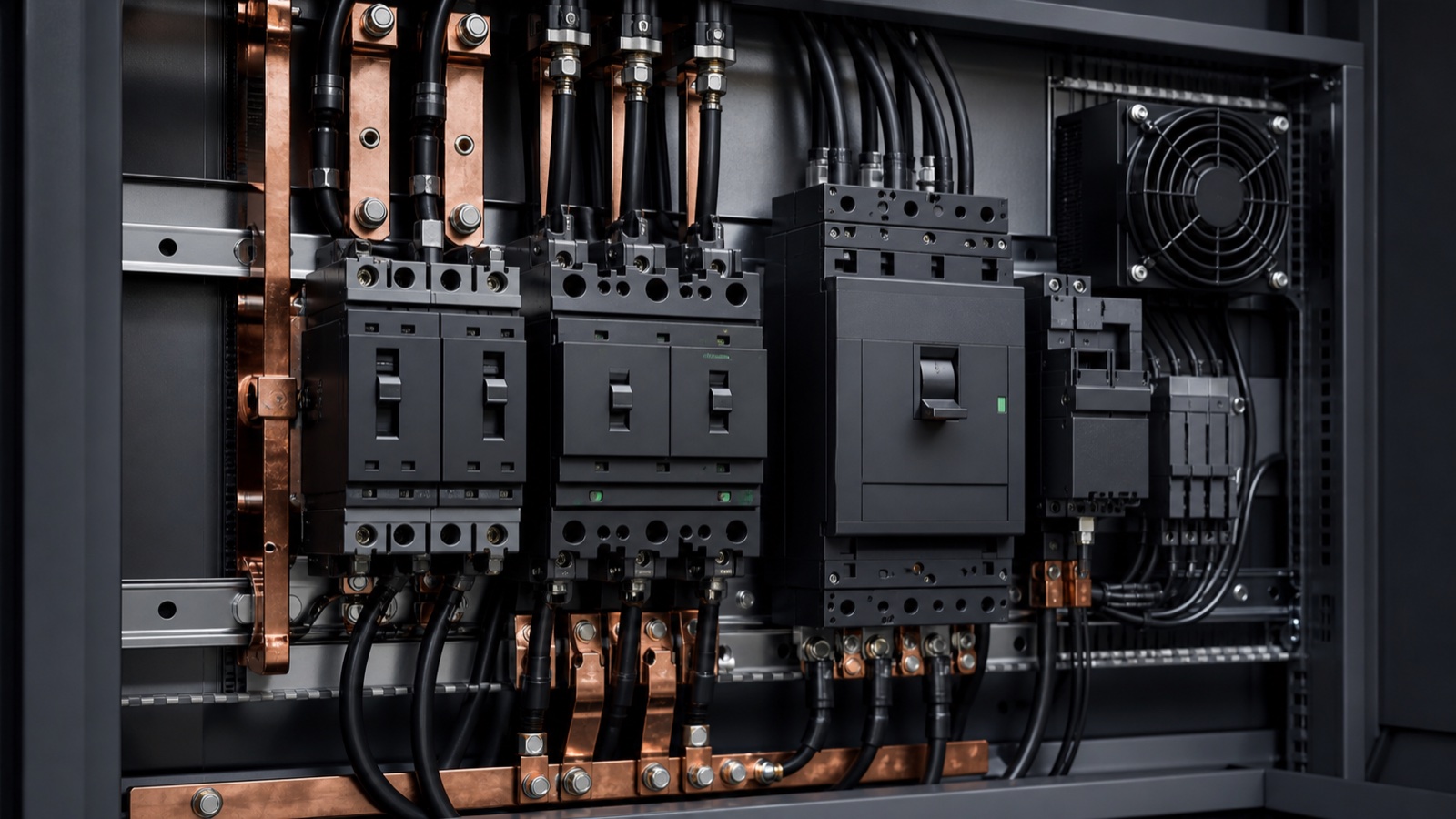 Industrial low-voltage circuit breakers, contactors and cooling equipment